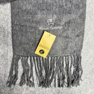 Alpaca Camargo Gray Alpaca Wool‎ Scarf Embroidered Logo Fringe Soft Warm